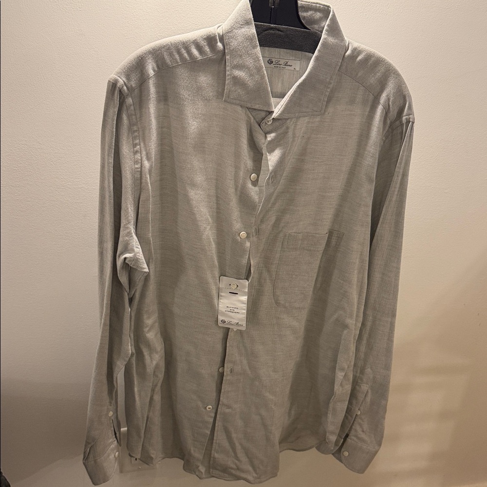 Loro Piana Light Gray Men's Casual Button Down Shirt